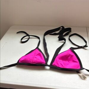Pink Black-Trim Pink Triangle Bikini Top - Women Intimates & Sleepwear